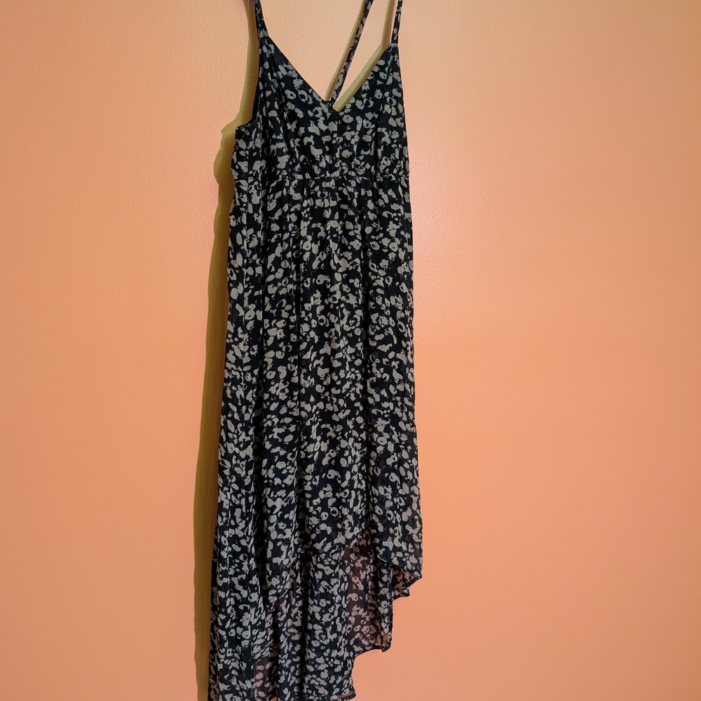 Decree Black and White Asymmetrical High-Low Sundress